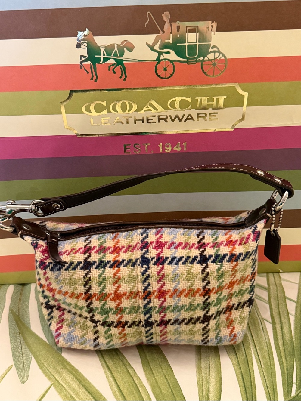 Coach Multicolor Tweed Houndstooth Shoulder Bag - Coach